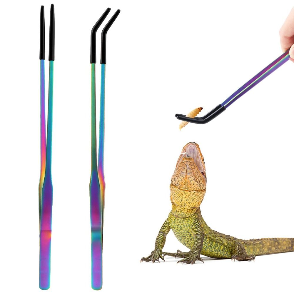 Feeding Tong Stainless - 2 Stück Edelstahl-Reptilien-Fütterungszangen für Terrarien, Zubehör