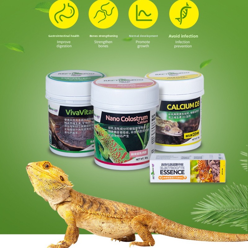 Calcium Powder Reptile - Reptizoo Reptilien-Kalziumpulver und D3-Essential-Vitamin-Ergänzungsmittel für Schildkröten,